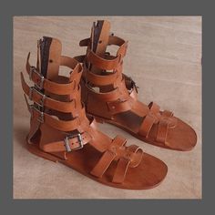 Authentic Ancient Age Brown Leather 23 cm High Egyptian Roman MEN Gladiator Sandal ,Warrior Gladiator Sandal Fast delivery within 1 week by HandMadeCollectS on Etsy Egyptian Sandals, Ancient Greek Dress, Greek Dress, Sandals Comfy, Santa Costume, Roman Sandals, The One Piece Is Real, One Piece Is Real, How To Make Rope