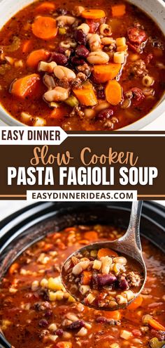 easy dinner slow cooker pasta fagioi soup is the perfect meal for busy nights