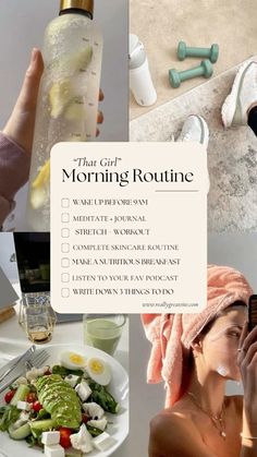 Healthy Morning Routine Skin Care, Healthy Life Esthetics, Glow Up Day Routine, How To Glow Up Fast, Glow Up Morning Routine, Exercise Vision Board, Aesthetic Hydration, How To Glow Up, Glow Up Fast