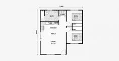 the floor plan for a two bedroom apartment with an attached bathroom and living room area