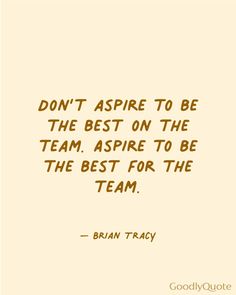 the quote from brainyqut com that says don't aspire to be the best on the team aspire to be the best for the team