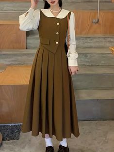 Sarafan School, 2 In 1 Dress, Simple Long Dress, Dress Elegant Long, Long Sleeve Layer, Simple Gowns, Muslim Outfits Casual, Desi Fashion Casual, Modest Dresses Casual