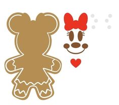 a brown teddy bear next to a red heart on a white background with the shape of a face