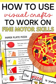 a paper plate pizza with the words how to use visual crafts to work on fine motor skills