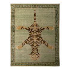 a rug with a zebra pattern on the front and back of it's body