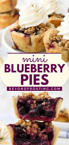 Looking for individual Thanksgiving desserts? Your dinner party must have this mini pie recipe! Baked in a muffin tin with an oatmeal and brown sugar crumble topping, these easy mini blueberry pies are flavor-packed! Muffin Tin Peach Pies, Mini Baked Pies, Pie Crust Muffin Tin, Mini Pie In Muffin Tin, Mini Cobblers Muffin Tins, Mini Blueberry Pies Easy, Mini Muffin Pies, Recipes Using Mini Pie Shells, Mini Pie Filling Recipes