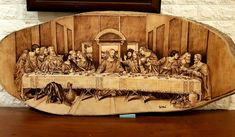 the last supper carved in wood on display