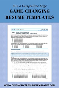 a resume template for a game changer is shown in blue and white with the title,