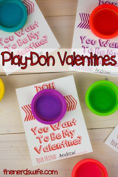 play doh valentine's day cards with colored cups