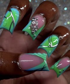 Exotic Nails Instagram, Jamaica Nail Ideas, Glam Acrylic Nails