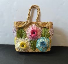 "Cute Filipina floral basket purse. Good condition. 6 1/2\" Length, 9\" width 2 3/4\" bottom width , 2 1/2\" sides" Lei Purse, Basket Purse, Floral Baskets, Top Handle Bags, Nice Shoes, Purses And Handbags, Top Handle, San Francisco, Top Handle Bag