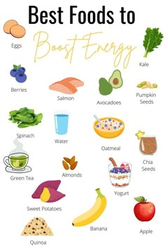 Foods To Eat For More Energy, Food That Energizes You, Food To Boost Energy, Slow Release Energy Foods, Foods For Low Energy, Healthy Food For Glow Up, Energy Snacks Healthy, Breakfast That Gives You Energy, Healthy Foods That Give You Energy