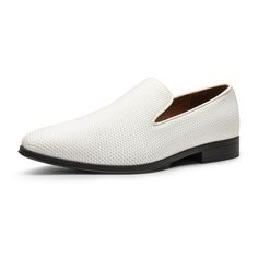 PRICES MAY VARY. Slip-On Convenience: These men’s loafers are designed for ultimate convenience. Simply slip them on and step out in style! Fine Texture: The knitted/velvet upper adds quality texture to the minimalist design, making these men’s slip-on loafers a perfect choice for dress-up events like wine parties. Cushioned Comfort: The vegan leather lining together with the cushioned insole create a comfortable feel, making these men’s tuxedo shoes not only fashionable but also perfect for all Loafers Dress, Tuxedo Shoes, Formal Tuxedo, Loafers For Men, Men's Loafers, Wine Parties, Black And White Colour, White Shoes, Pick One