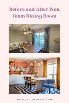 the before and after pink glam dining room is featured in this post - it - yourself photo