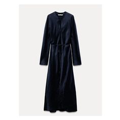 ZARA WOMAN COLLECTIONMidi dress with round neck and long sleeves. Adjustable tied self belt. Wrinkled fabric detail and front slit. Wrinkled Fabric, Waistcoat Dress, Cargo Shirts, Cardigan Sweater Dress, Fabric Belt, Zara Woman, Knitwear Cardigan, Satin Dress, Vest Dress