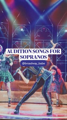 an advertisement for the broadway musical company's upcoming show, audition songs for sorpanoos