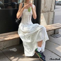 Olivia Mark - Elegant White Long Dress for Women White Maxi Dress Summer, French Dresses, French Party, Maxi Dress Summer, Casual Beach Wear, White Maxi Dress, Mia 3, Long White Dress, White Dresses For Women