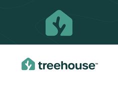 the logo for treehouse is shown in green and white colors, with an arrow pointing up