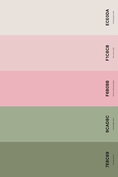 four shades of pink, green and beige with the words'color theory'in black