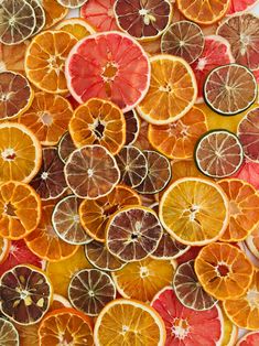 oranges, lemons and grapefruit cut in half