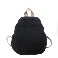 Summer New Solid Color Casual Women's Canvas Backpack Simple fashion sports student bag [23y 8m 22d] Small Backpacks, Canvas Backpack Women, Aesthetic Bags, Simple Backpack, Student Bag, Estilo Preppy, Black Travel, Waterproof Backpack, Looks Black