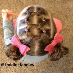 Knots into messy buns. @peinadosvideos #peinadosvideos #hairtutorial #toddlertangles #hairvideo #hairstyletuto #knots #hair #hairstyle #kidshairstyles #blogger #blog #hair.vidz #toddler #cutestyle #cute #cutehair #girly #girlhair #girlhairstyles #messybun #pink #braids #hair.video #hairstyletutorial #instahair #hairvidz #sparkle #updo #pigtails #instakids #instabraid music credit Jon Schmidt Lil Girl Hairstyles, Twisted Hair, Bella Hair, Messy Buns, A Ponytail