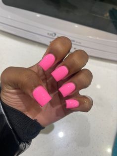 Short Hot Pink Nails, Pixie Nails, Shiny Nails Designs, Girly Acrylic, Plain Nails