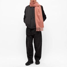 Crafted from luxurious 100% wool, this Acne Studios Canada Narrow New Scarf adds Scandi-inspired style to winter outfits. Its light brown hue and frayed edges lend warmth and visual interest, while the iconic pink logo tag guarantees signature Scandinavian cool. At almost 6.5 feet long yet under 2 feet wide, it elegantly drapes and layers for on-trend street style photos destined to gain likes. Made for snapping up in Italy and Instagramming your unique winter wardrobe. Casual Wool Scarves For Fall, Casual Silk Scarf For Fall, Wool Scarves For Winter, Wool Scarves For Cold Weather, Acne Scarf Outfit, Mens Acne, Acne Scarf, Narrow Scarf, Studio Weave