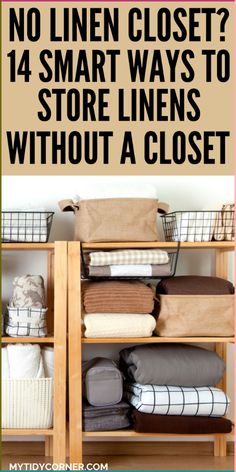 Find out how to store linens without a linen closet. With these linen storage ideas, keeping your space organized is easy and hassle-free. You will find these linen closet alternative storage solutions very helpful, especially for small spaces. No Closet Bathroom Storage Ideas, Free Standing Linen Closet, Lack Of Closet Space Ideas, Linen Room Ideas, Diy Linen Closet How To Build, What To Do When You Don’t Have A Linen Closet, Small Front Hall Closet Organization, Bathroom With No Linen Closet, Where To Store Linens Without A Closet