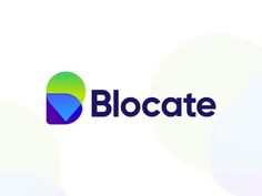 the blocate logo is shown in blue, green and purple colors on a white background