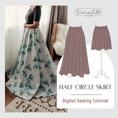 the half circle skirt sewing pattern is shown