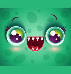 an image of a green monster face with big eyes