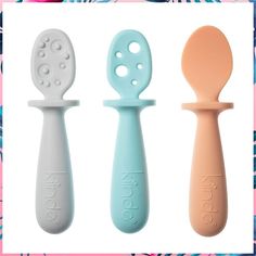 Kiinde Silicone Baby Spoons | Set of 3 Toddler Utensils for Teething & Baby Led Weaning | Developmental Meal Set of Non-Toxic Toddler Utensils, Teething Baby, Feeding Baby, Feeding Toddlers, Spoons Set, Developmental Milestones, Baby Eating