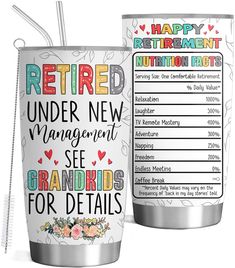 a tumbler with the words retired under new management see grandkids for details