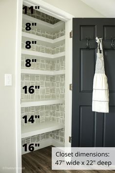 the measurements for closet doors are shown in black and white, with numbers on them