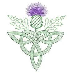 a thistle and celtic knot design on a white background