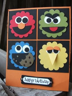 a birthday card made to look like sesame street characters