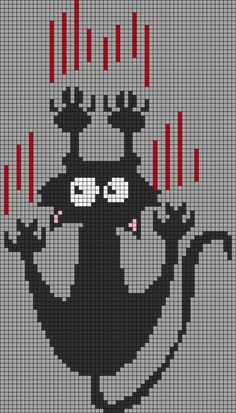 a cross stitch pattern with a black cat wearing a crown