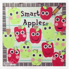 an apple themed bulletin board with the words smart apples