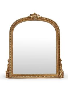 an ornate gold framed mirror on a white background