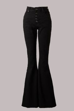 -Bellbottoms -Button front -Mid front rise -Very stretchy - Raw bottom hem -Bottom can be trimmed to accommodate height Bottoms Outfit Ideas, Black Bell Bottoms Outfit, Black Bell Bottoms, Bottoms Outfit, Bell Bottoms Outfit, Business Casual Outfit, Flattering Jeans, فستان سهرة, Really Cute Outfits