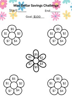 the printable worksheet for mini dollar saving challenge