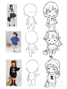 the paper dolls are all different styles and sizes