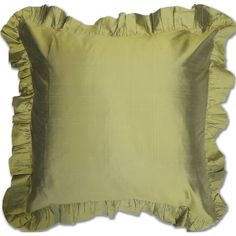 a yellow pillow with ruffled edges on a white background