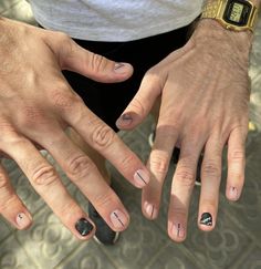 Nail Polish Ideas For Men, Painted Fingernails Men, Minimalist Nail Art Men, Mens Nails Art, Men’s Manicure Design, Mens Nail Designs, Nail Ideas For Men, Manicure For Men