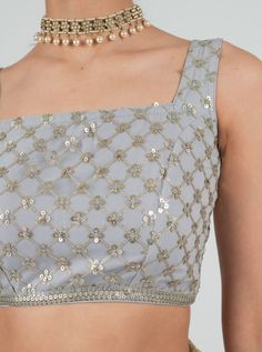 Square Shape Blouse Neck, Square Shape Blouse Design, Square Blouse Neck Designs, Square Neck Blouse, Tassel Blouse, Silver Blouse, Halter Neck Blouses, New Saree Blouse Designs, Net Blouses