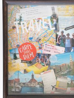 a collage of travel related images with the words carpe that diem on it