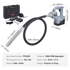 an image of a tool set up with measurements for the handle and tools needed to use it