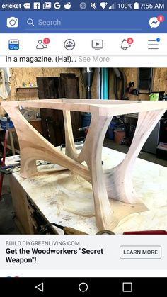 a table made out of plywood is shown on the instagram page, and it appears to be being worked on