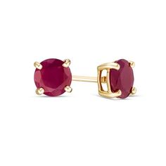 Exuding vivid colour, these simple gemstone solitaire stud earrings make a perfect gift for the one you love on her July birthday. Crafted in warm 10K gold, each earring showcases a 6.0mm bright red ruby. Buffed to a brilliant luster, these post earrings secure comfortably with friction backs. Gold Earrings Zales, Ruby Earring, July Birthday, Solitaire Studs, Silver Jewellery Sets, Ruby Earrings, Gemstone Studs, Silver Shop, Yellow Gold Earring